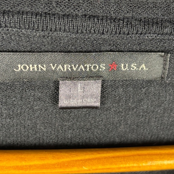 John Varvatos Men’s Knit Merino Wool Sweater Sz L Black V-Neck Preppy Pullover - Picture 4 of 8